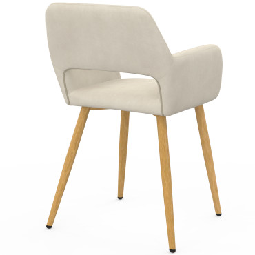 Chaises Heidi velours beige pieds bois - lot de 4