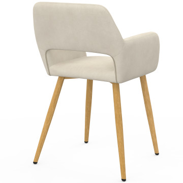 Chaises Heidi velours beige pieds bois - lot de 4