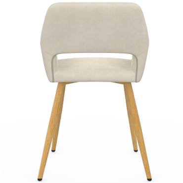 Chaises Heidi velours beige pieds bois - lot de 4