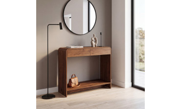 Console Cassia 2 tiroirs effet noyer