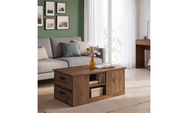 Table basse relevable extensible Helena effet noyer 100-160cm