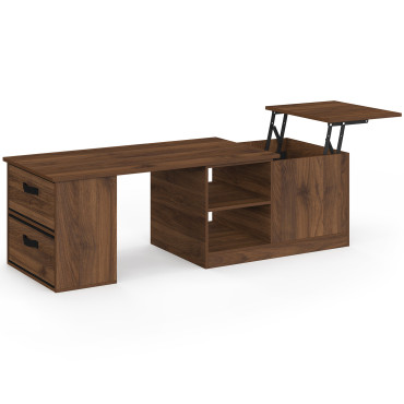 Table basse relevable extensible Helena effet noyer 100-160cm
