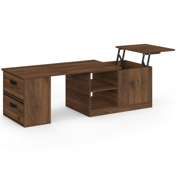 Table basse relevable extensible Helena effet noyer 100-160cm
