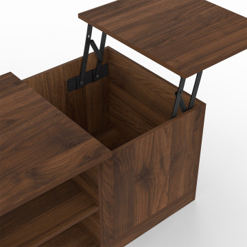 Table basse relevable extensible Helena effet noyer 100-160cm