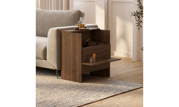 Table d'appoint mini bar Faustine lattes effet noyer