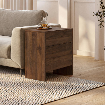 Table d'appoint mini bar Faustine lattes effet noyer