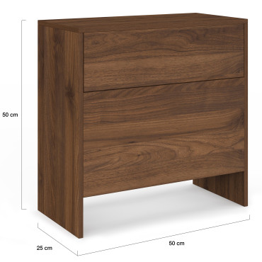 Table d'appoint mini bar Faustine lattes effet noyer