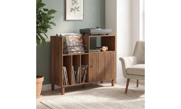 Meuble vinyle Faustine lattes effet noyer 90cm