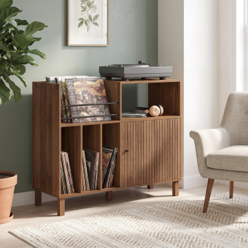 Meuble vinyle Faustine lattes effet noyer 90cm