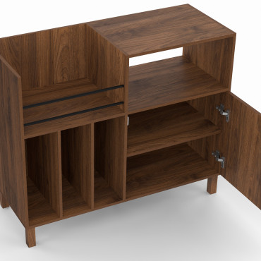 Meuble vinyle Faustine lattes effet noyer 90cm
