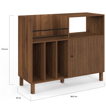 Meuble vinyle Faustine lattes effet noyer 90cm
