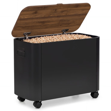 Coffre à granules sur roulettes 60kg noir