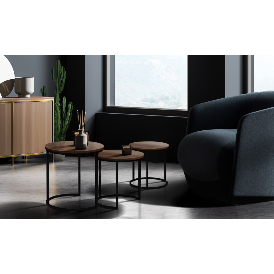 Tables basses rondes gigognes Elize - lot de 3