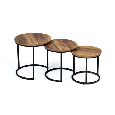 Tables basses rondes gigognes Elize - lot de 3
