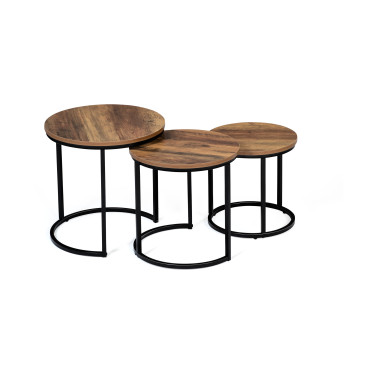 Tables basses rondes gigognes Elize - lot de 3