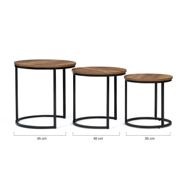 Tables basses rondes gigognes Elize - lot de 3