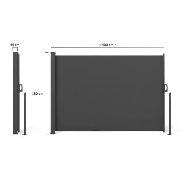 Paravent rétractable occultant 400x180cm gris anthracite