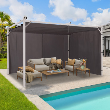 Rideaux universels pour pergola gris 4m - lot de 2
