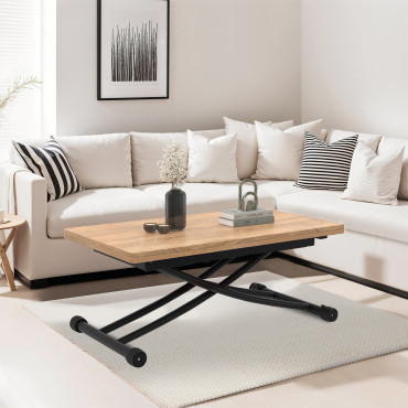 Table basse dinatoire Tribeca hauteur ajustable effet bois