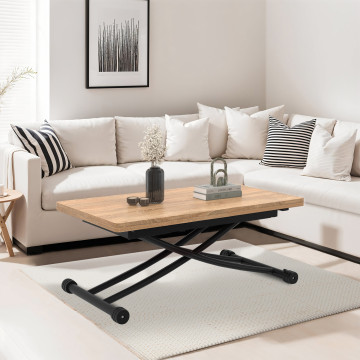 Table basse dinatoire Tribeca hauteur ajustable effet bois
