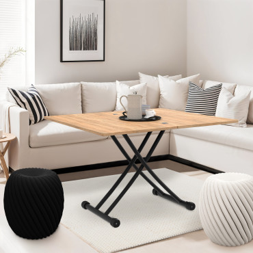 Table basse dinatoire Tribeca hauteur ajustable effet bois