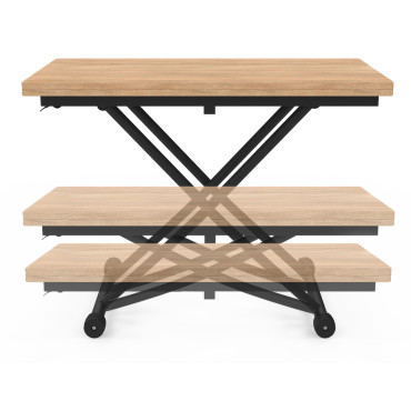 Table basse dinatoire Tribeca hauteur ajustable effet bois