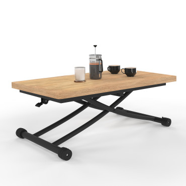 Table basse dinatoire Tribeca hauteur ajustable effet bois