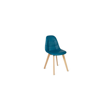 Chaises Rafaela en similicuir bleu canard et pieds bois - Lot de 2