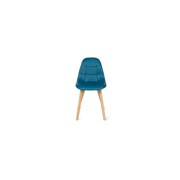 Chaises Rafaela en similicuir bleu canard et pieds bois - Lot de 2