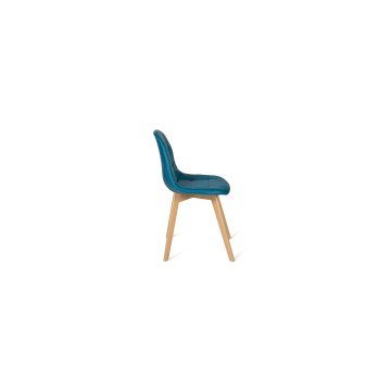 Chaises Rafaela en similicuir bleu canard et pieds bois - Lot de 2