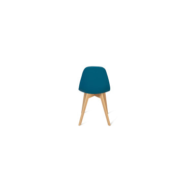 Chaises Rafaela en similicuir bleu canard et pieds bois - Lot de 2