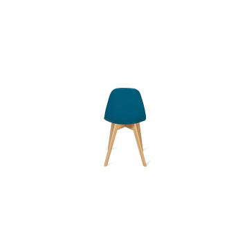 Chaises Rafaela en similicuir bleu canard et pieds bois - Lot de 2