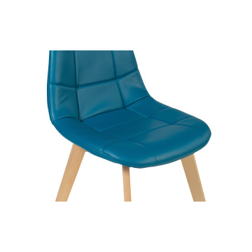 Chaises Rafaela en similicuir bleu canard et pieds bois - Lot de 2