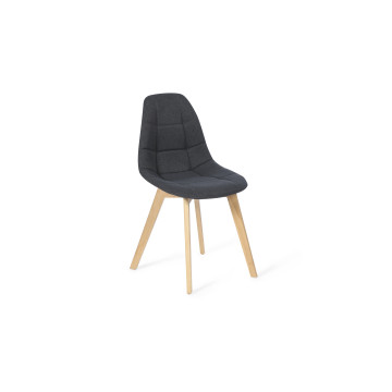 Chaises Gabriella assise en tissu gris anthracite et pieds bois - lot de 2