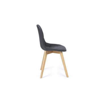 Chaises Gabriella assise en tissu gris anthracite et pieds bois - lot de 2