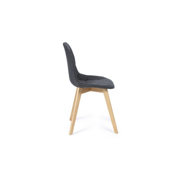 Chaises Gabriella assise en tissu gris anthracite et pieds bois - lot de 2