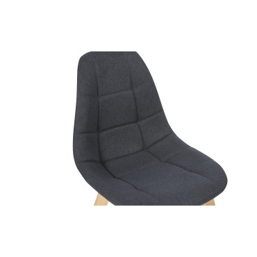 Chaises Gabriella assise en tissu gris anthracite et pieds bois - lot de 2