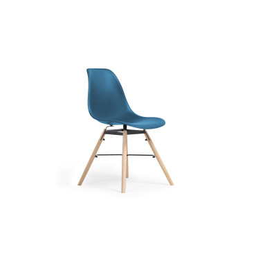 Chaises Arkken assise bleu canard et pieds bois - lot de 2