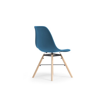 Chaises Arkken assise bleu canard et pieds bois - lot de 2