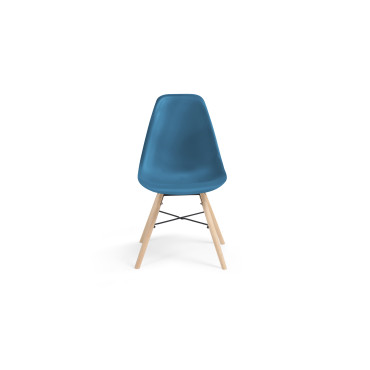 Chaises Arkken assise bleu canard et pieds bois - lot de 2
