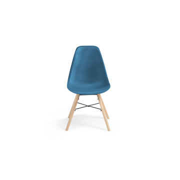 Chaises Arkken assise bleu canard et pieds bois - lot de 2