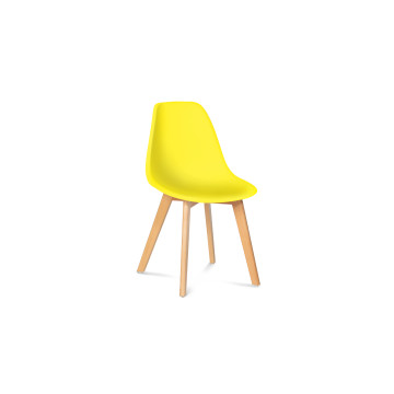 Chaises Arkea assise jaune et pieds bois - lot de 6