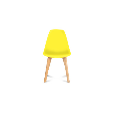Chaises Arkea assise jaune et pieds bois - lot de 6