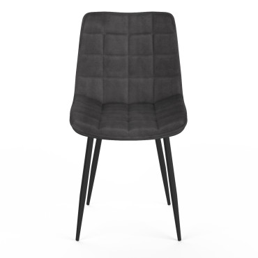 Chaises Melinda en velours gris foncé et pieds noirs - lot de 2