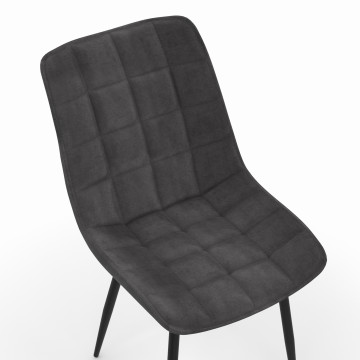 Chaises Melinda en velours gris foncé et pieds noirs - lot de 2