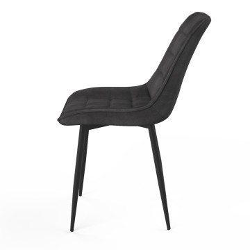 Chaises Melinda en velours gris foncé et pieds noirs - lot de 2