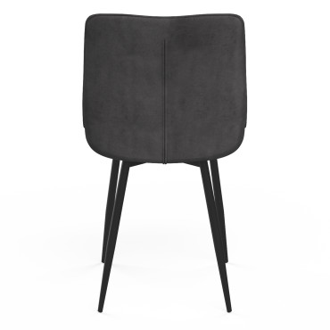 Chaises Melinda en velours gris foncé et pieds noirs - lot de 2