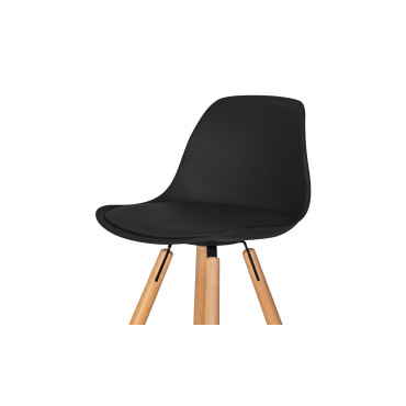 Tabourets de bar Oslo noirs pieds bois - lot de 2