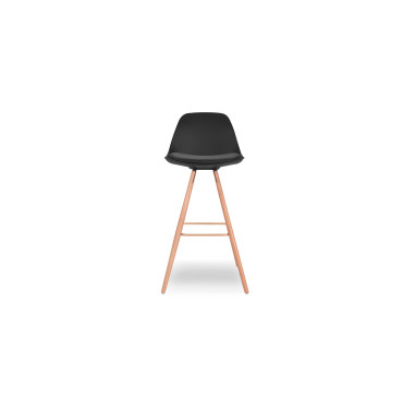 Tabourets de bar Oslo noirs pieds bois - lot de 2