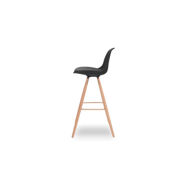 Tabourets de bar Oslo noirs pieds bois - lot de 2